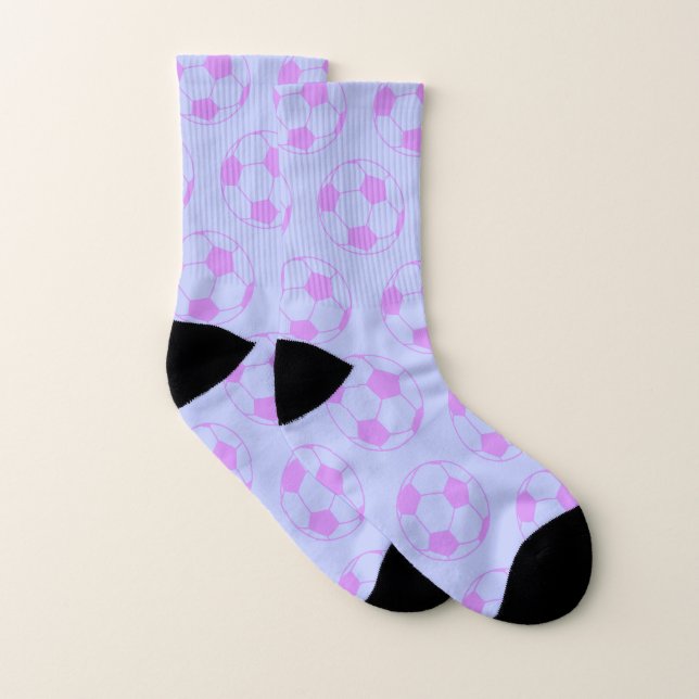Cute Soccer Ball Pattern in Purple and Blue Socks (Pair)