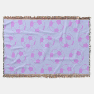Cute Soccer Ball Pattern in Purple and Blue Throw Blanket