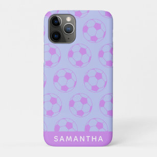 Cute Soccer Ball Pattern in Purple Personalised Case-Mate iPhone Case