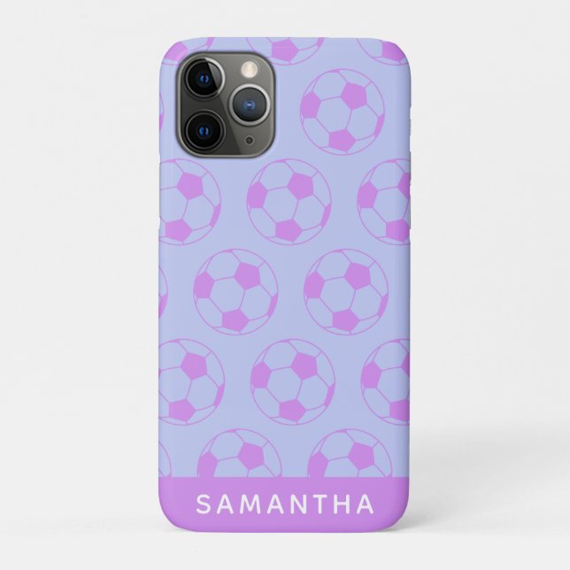 Cute Soccer Ball Pattern in Purple Personalised Case-Mate iPhone Case (Back)