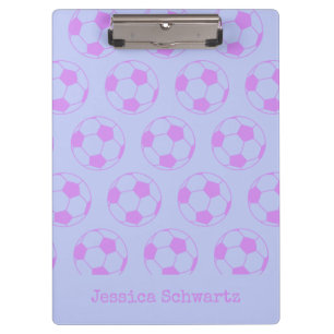 Cute Soccer Ball Pattern in Purple Personalized Cl Clipboard