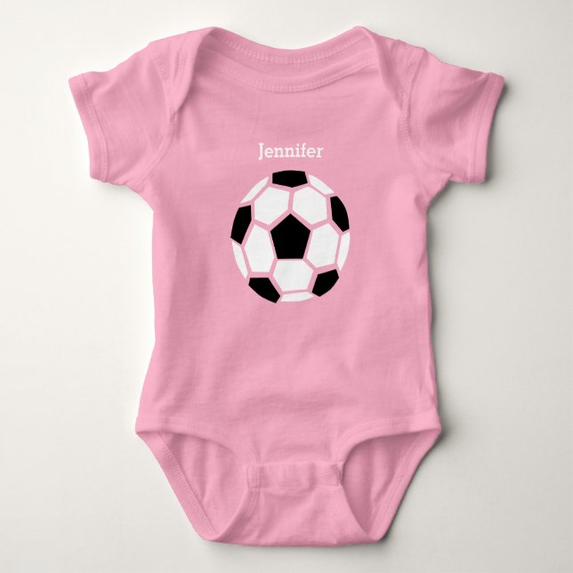 Cute Soccer Ball Personalised Baby Sports Baby Bodysuit (Front)