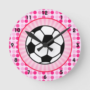 Cute Soccer Ball Round Clock