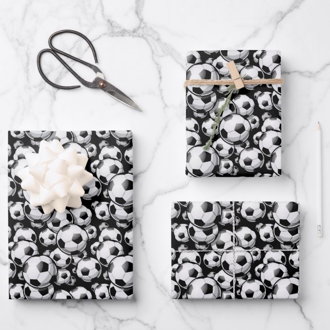 cute Soccer ball sports pattern Wrapping  Paper Sheet (Front)