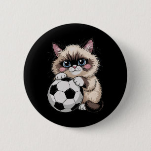 Cute Soccer Birman Just Girl Who Loves Cats Score 6 Cm Round Badge