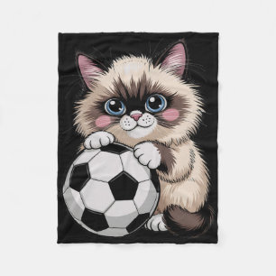 Cute Soccer Birman Just Girl Who Loves Cats Score Fleece Blanket