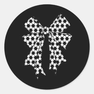 Cute Soccer Byll Coquette Bow For Women Girl Socce Classic Round Sticker