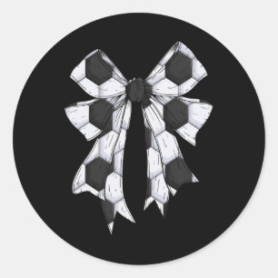 Cute Soccer Byll Coquette Bow For Women Girls Kid Classic Round Sticker