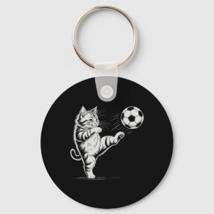 Cute Soccer Cat Star Player Score Game Goalie Clea Key Ring