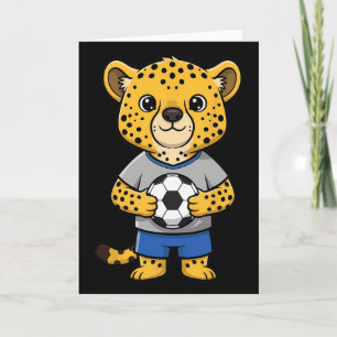 Cute Soccer Cheetah Footbyll Player Animal Sports Card