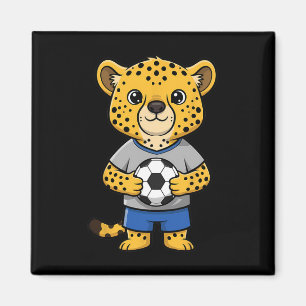 Cute Soccer Cheetah Footbyll Player Animal Sports Magnet