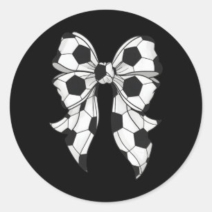 Cute Soccer Coquette Bow For Women Girls Soccer Ma Classic Round Sticker