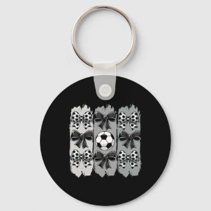 Cute Soccer Coquette Bow Soccer Byll Soccer Girl S Key Ring