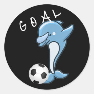 Cute Soccer Dabbing Dolphin Soccer Classic Round Sticker