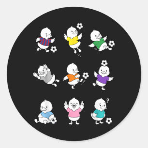 Cute Soccer Duck Cartoon Funny Football Animal Classic Round Sticker