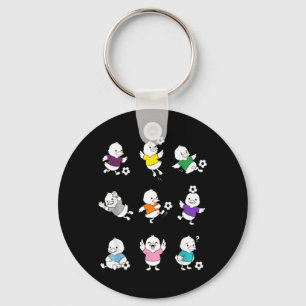 Cute Soccer Duck Cartoon Funny Football Animal Key Ring