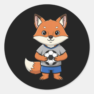Cute Soccer Fox Footbyll Player Animal Sports Classic Round Sticker