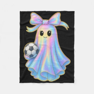 Cute Soccer Ghost Lover Pastel Halloween Coquette Fleece Blanket