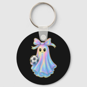 Cute Soccer Ghost Lover Pastel Halloween Coquette  Key Ring