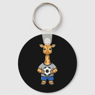 Cute Soccer Giraffe Footll Player Animal Sports Key Ring