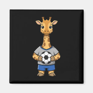 Cute Soccer Giraffe Footll Player Animal Sports Magnet