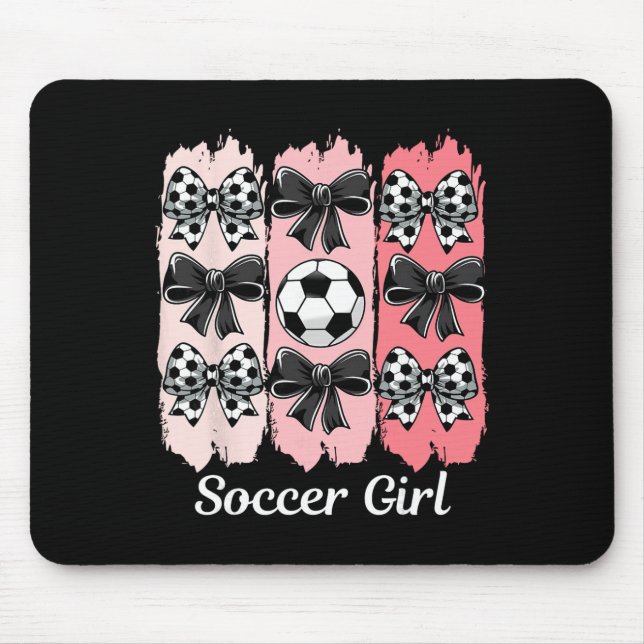 Cute Soccer Girl Coquette Bow Soccer Girl Soccer B Mouse Pad (Front)
