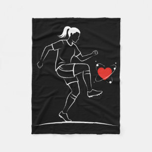 Cute Soccer Girl Valentines Day Design Heart Love Fleece Blanket