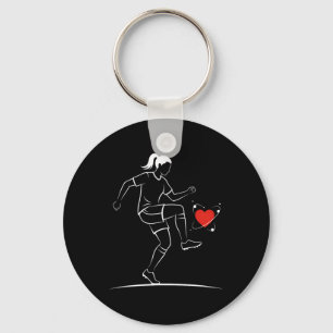 Cute Soccer Girl Valentines Day Design Heart Love  Key Ring