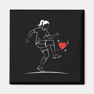 Cute Soccer Girl Valentines Day Design Heart Love Magnet