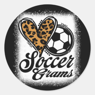 Cute Soccer Grams Leopard Heart Classic Round Sticker