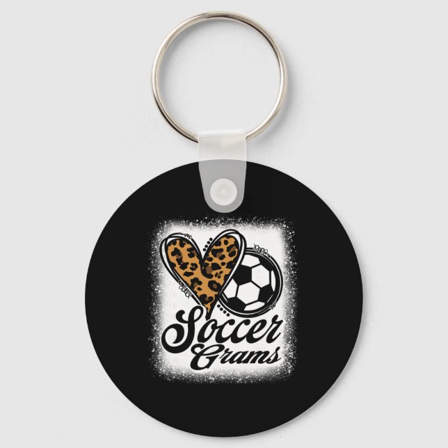 Cute Soccer Grams Leopard Heart  Key Ring (Front)