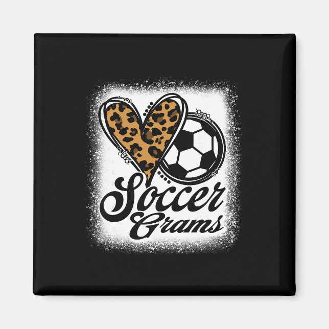Cute Soccer Grams Leopard Heart  Magnet (Front)