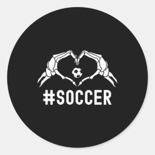 Cute Soccer Halloween Skeleton Heart Sports Pride Classic Round Sticker