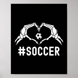 Cute Soccer Halloween Skeleton Heart Sports Pride Poster