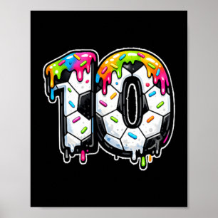 Cute Soccer Ice Cream Drip For Boys Kids 10th Poster