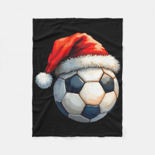 Cute Soccer Ll Christmas Santa Hat Funny Holiday D Fleece Blanket