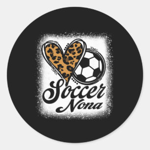 Cute Soccer Nona Leopard Heart  Classic Round Sticker