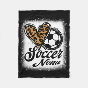 Cute Soccer Nona Leopard Heart Fleece Blanket