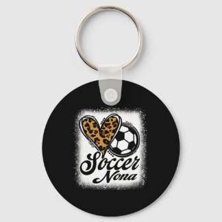 Cute Soccer Nona Leopard Heart  Key Ring