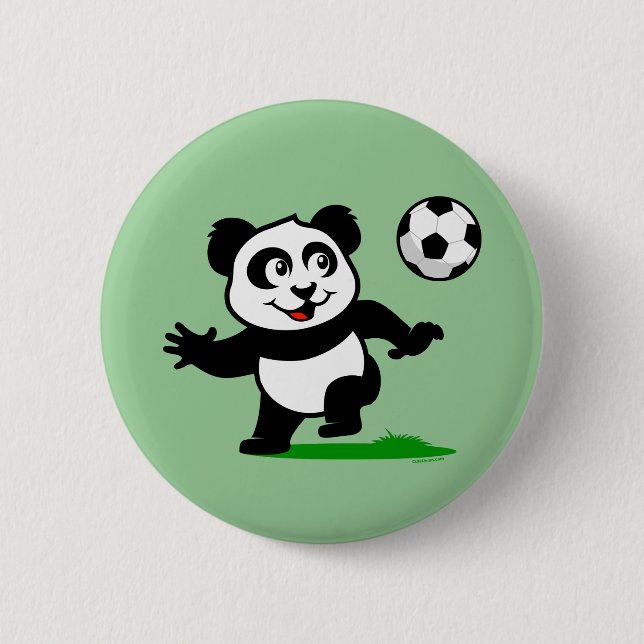 Cute Soccer Panda 6 Cm Round Badge (Front)