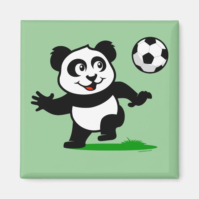 Cute Soccer Panda Magnet (Front)