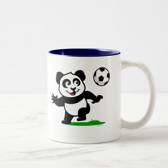 Cute Soccer Panda Two-Tone Coffee Mug (Right)