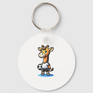 Cute Soccer Player Giraffe.   Key Ring