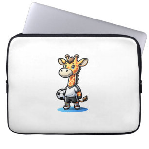 Cute Soccer Player Giraffe. Laptop Sleeve