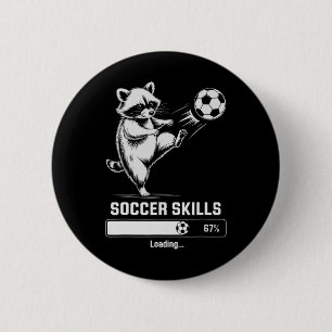 Cute Soccer Racoon Skills Loading Score Coach Wom 6 Cm Round Badge