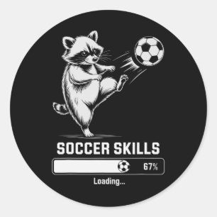 Cute Soccer Racoon Skills Loading Score Coach Wom Classic Round Sticker