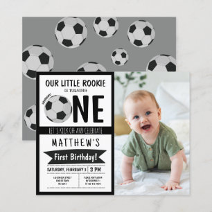 Cute Soccer Ribbon Budget Photo 1st Birthday