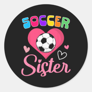 Cute Soccer Sister Heart Classic Round Sticker