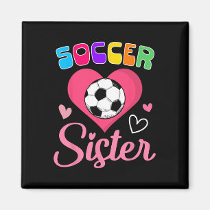 Cute Soccer Sister Heart  Magnet