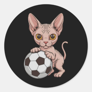 Cute Soccer Sphynx Just Girl Who Loves Cats Ll Gam Classic Round Sticker